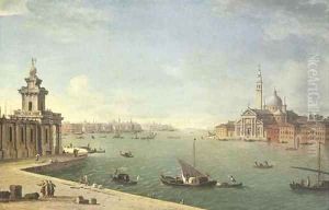 Venice the Bacino di San Marco looking east with the Punta della Dogana and San Giorgio Maggiore from the Zattere by Antonio Joli