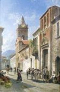 Rue Animee D'une Petite Ville D'italie by Jacques Carabain