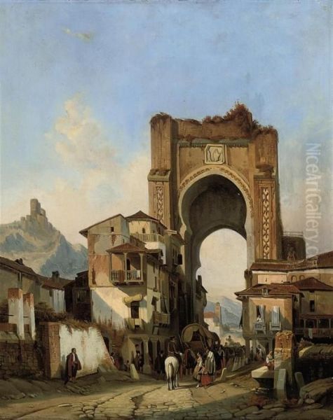Figures At A Spanish Gateway - view 1