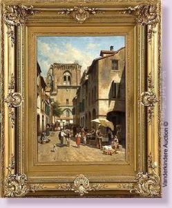 Rue Des Arcades Animee A Villeneuve-lez-avignon by Jacques Carabain