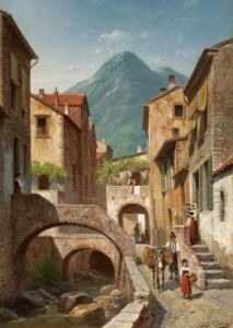 Italian Village Scene by Jacques Carabain