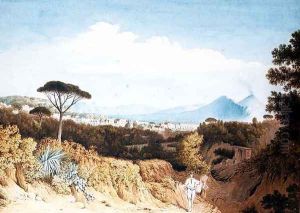Figures in a Lane with Capodimonte and Vesuvius Beyond