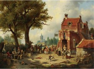 Festivities Outside The Inn by Jacques Carabain