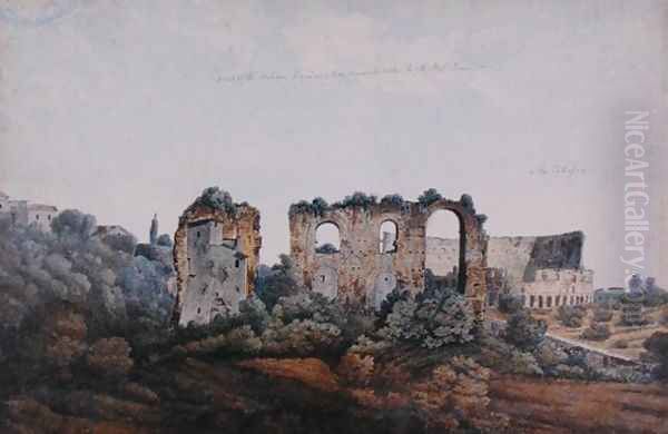 The Claudean Aqueduct and Colosseum - view 1