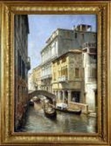 [vue De Venise .] Huile Sur Toile, Signee En Bas A Gauche. Titre Et Contresigne Au Dos by Jacques Carabain