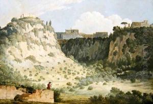 View of the Temple of Diana Nemi with a Shepherd in the Foreground