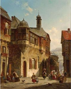 A View Of The Judengasse, Salzburg by Jacques Carabain