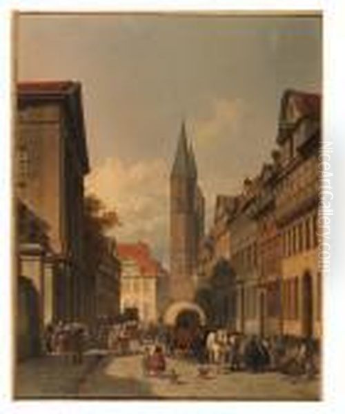 A Busy Street In A German Town - view 1