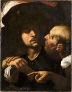 Soldat Conversant Avec Un Vieil Homme by Caravaggio