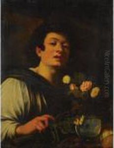 Boy With A Vase Of Flowers Boy With A Vase Of Flowers