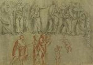 Study Of A Relief With Groups Of Figures And Two Studies Of Children by Caravaggio