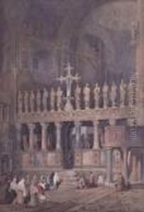 Interno Della Basilica Di San Marco In Venezia by Consalvo Carelli