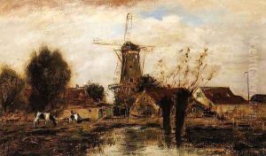 Landscape with Windmill by Johan Barthold Jongkind
