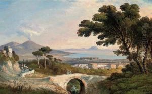 Figures On A Bridge, Vesuvius Beyond