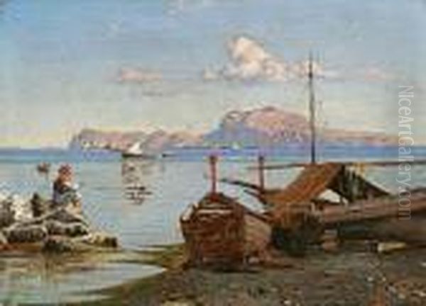 A Fisherman At Posollipo With Ischia In The Background - view 1