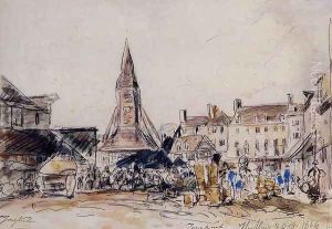 Honfleur, Market Place by Johan Barthold Jongkind