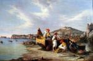 Gosalvo Carelli Pescatori Sulla Spiaggia by Consalvo Carelli