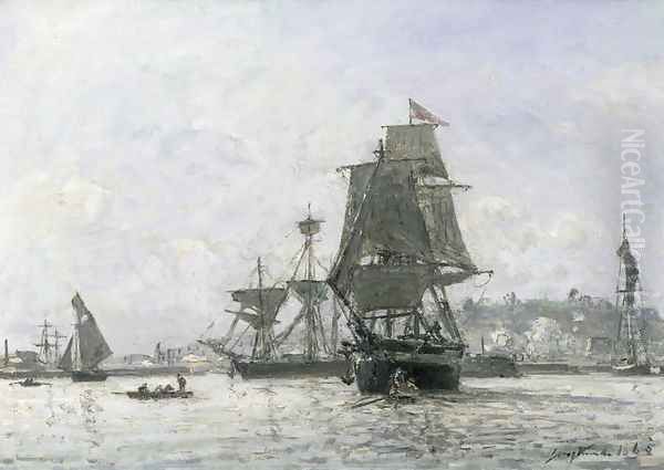 Large Sailing Boats at Honfleur - view 1