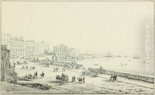 Une Paire De Vues De Naples : La Place Du Palais Royal Et Une Vue De Santa Lucia
Plume Et Encre Noire, Lavis Gris Sur Traits De Crayon Noir - view 1
