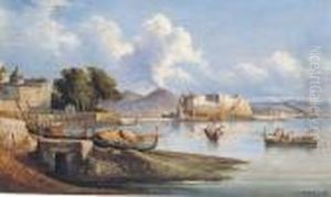 Naples With Mount Vesuvius Beyond by Consalvo Carelli