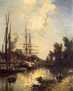 Boats Dockside by Johan Barthold Jongkind