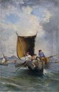 Pescatori Nel Golfo Di Napoli by Consalvo Carelli