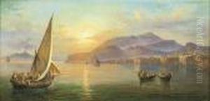 Barche E Pescatori Nel Golfo Di Napoli