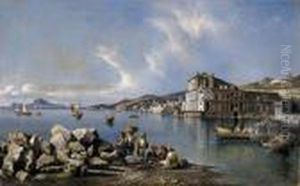 Napoli, Scorcio Del Golfo Con Capri Sullo Sfondo by Consalvo Carelli