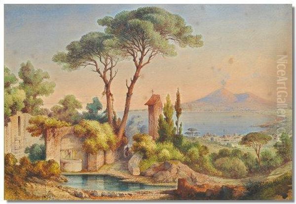 Shrine In Ruins Near The Bay Of Naples by Gabriele Carelli
