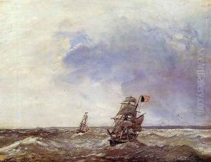 Ships At Sea by Johan Barthold Jongkind