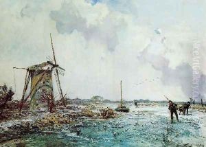Skaters in Holland I by Johan Barthold Jongkind