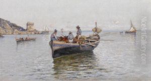 Fishing Boats In The Gulf Ofnaples by Giuseppe Carelli