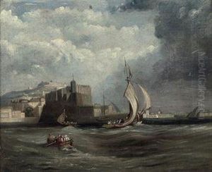 Rowing Out By The Castel Dell'ovo, Naples by Giuseppe Carelli