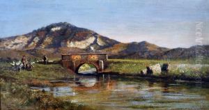 Ponte Sul Fiume by Giuseppe Carelli