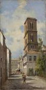 Scorcio Con Campanile by Giuseppe Carelli