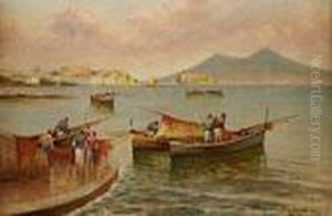 Fischer In Der Bucht Von Neapel by Giuseppe Carelli