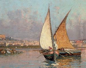 Fishing Boats In The Bay Of Naples by Giuseppe Carelli