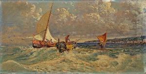Fishing Boats Off The Coast by Giuseppe Carelli