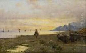 Paesaggio Con Pescatore by Giuseppe Carelli