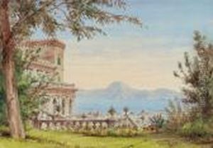 Palast An Der Bucht Von Palermo by Giuseppe Carelli
