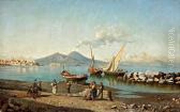 A View Of The Bay Of Naples With Figuresdancing On The Shore - view 1