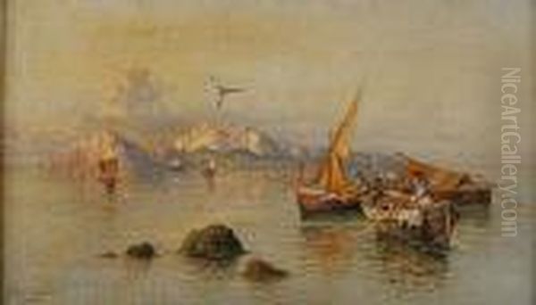 Capri, Fishing Boats To The Fore, Signed Andinscribed - view 1