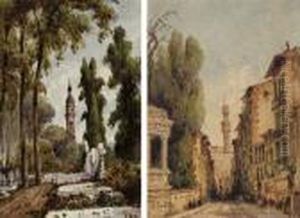 A Florentine Street Scene; And A Cemetery By The Sea