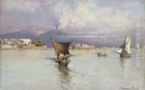 Fishing Vessels In The Bay Of Naples by Giuseppe Carelli
