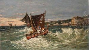 Marina Con Palazzo Donn'anna by Giuseppe Carelli