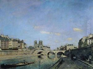 The Seine and Notre Dame in Paris, 1864 by Johan Barthold Jongkind
