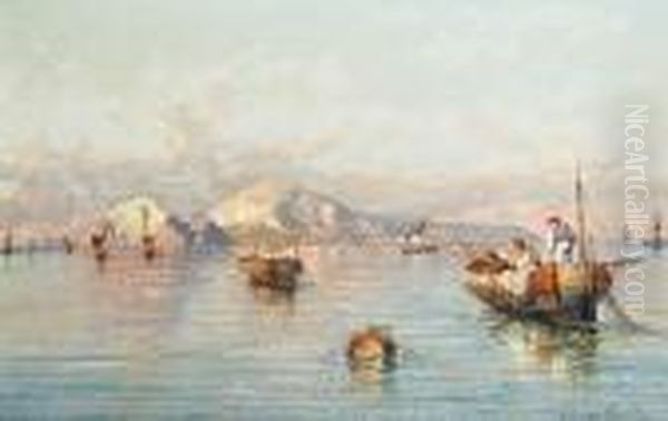 Fishermen In The Bay Of Naples, With Capri In The Distance - view 1