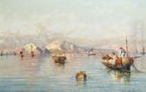 Fishermen In The Bay Of Naples, With Capri In The Distance by Giuseppe Carelli