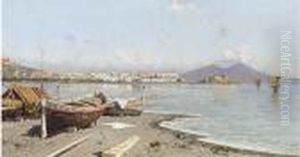 Fishing Boats At The Bay Of Naples by Giuseppe Carelli