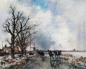 Skaters on the River Schie, near Rotterdam, 1866 by Johan Barthold Jongkind